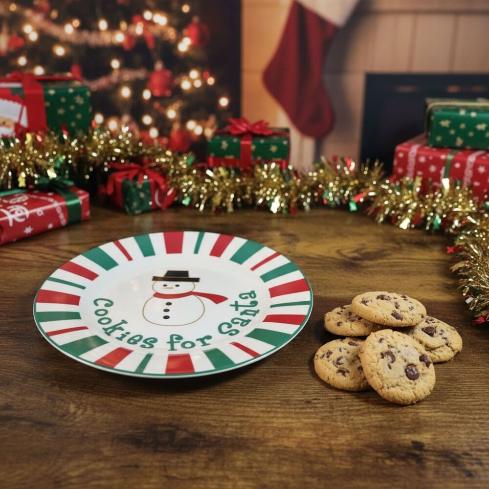Cookies for Santa Plate Snowman Garden Ridge 7.5in Christmas Vintage Decor